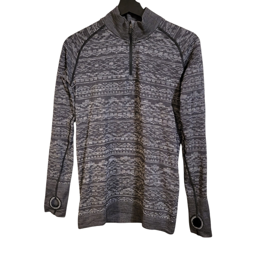 Lululemon Rest Less Gray Geometric Print Quarter Zip Pullover